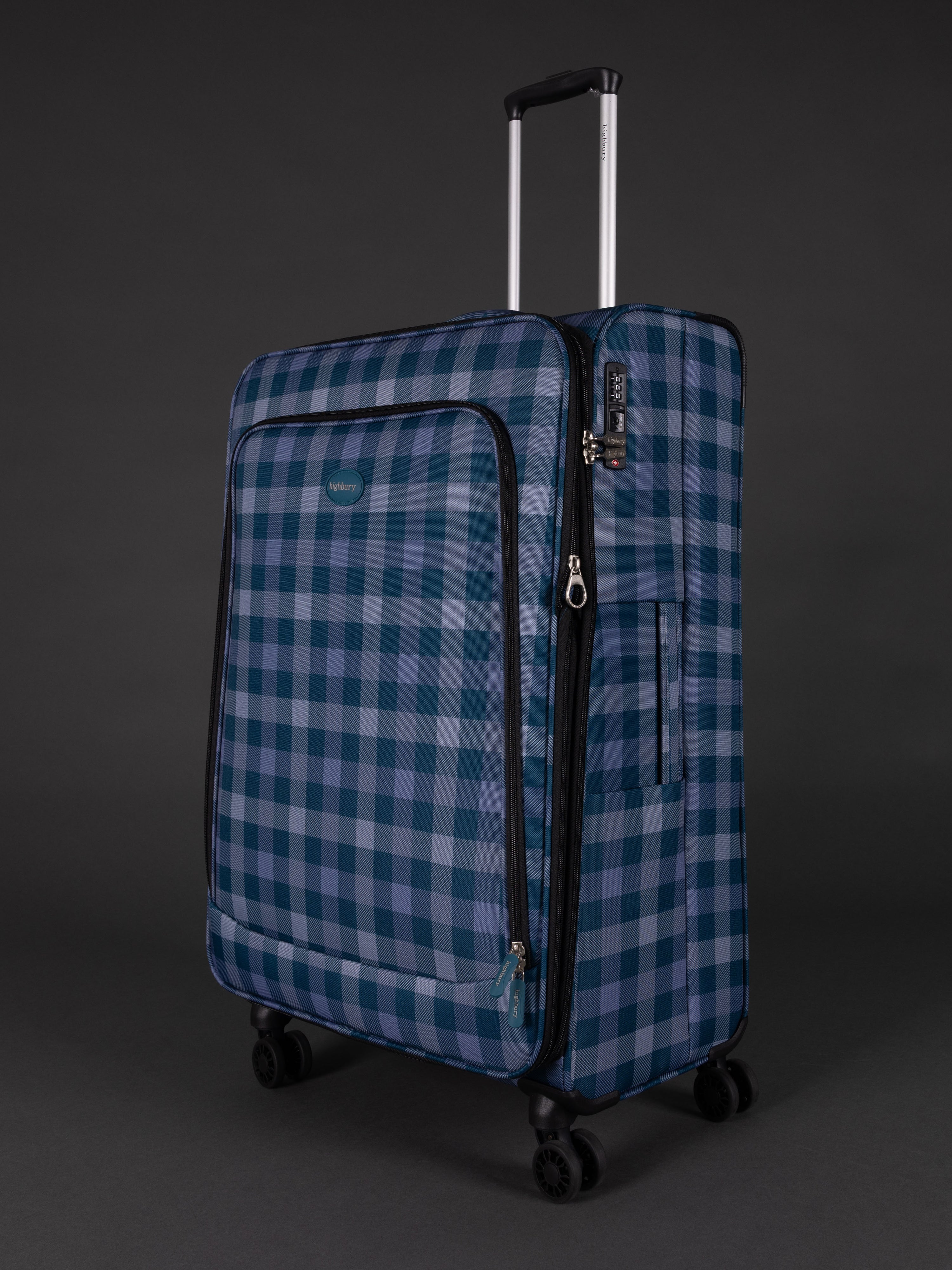 "Highbury polyester luggage set with 3 suitcases – cabin, medium, and large"