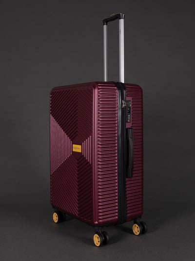 "Highbury 3 piece burgundy luggage set for family travel"