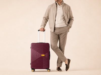 Highbury Burgundy Hardside Luggage Polypropylene Hard-Shell Spinner/Suitcase Set with 8 Wheels - 29 inches, 25 inches, 16 inches, 14 inches