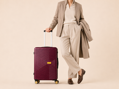 Highbury Burgundy Hardside Luggage Polypropylene Hard-Shell Spinner/Suitcase Set with 8 Wheels - 29 inches, 25 inches, 16 inches, 14 inches