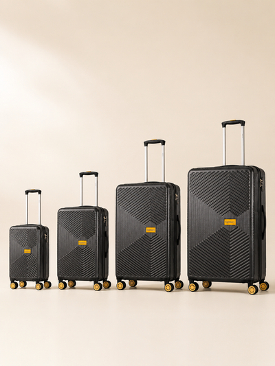 Highbury Dark Grey Hardside 4-Piece Luggage Set – Polypropylene Suitcases with 8 Spinner Wheels (14", 16", 25", 29")
