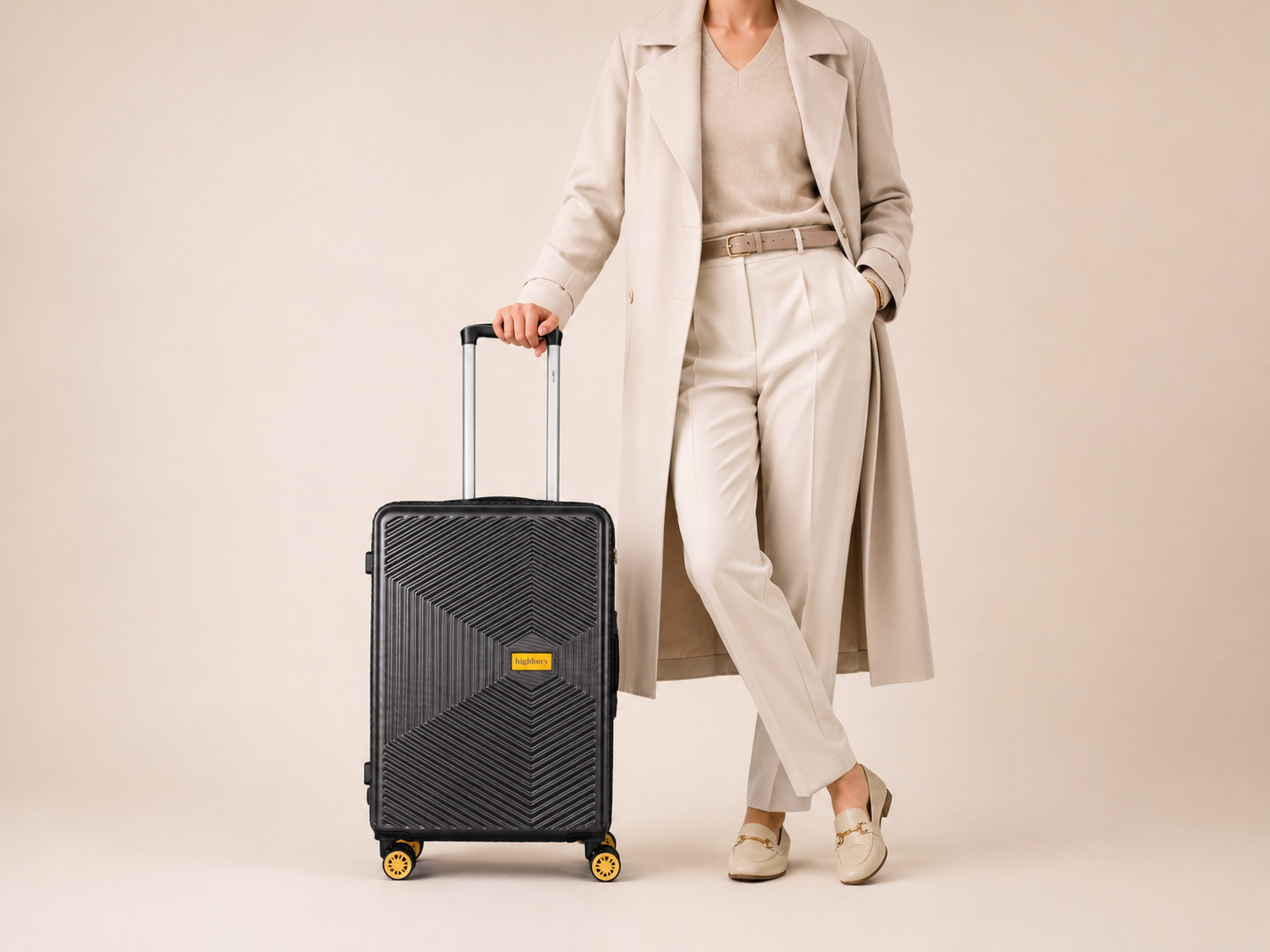 Highbury Dark Grey Hardside 4-Piece Luggage Set – Polypropylene Suitcases with 8 Spinner Wheels (14", 16", 25", 29")
