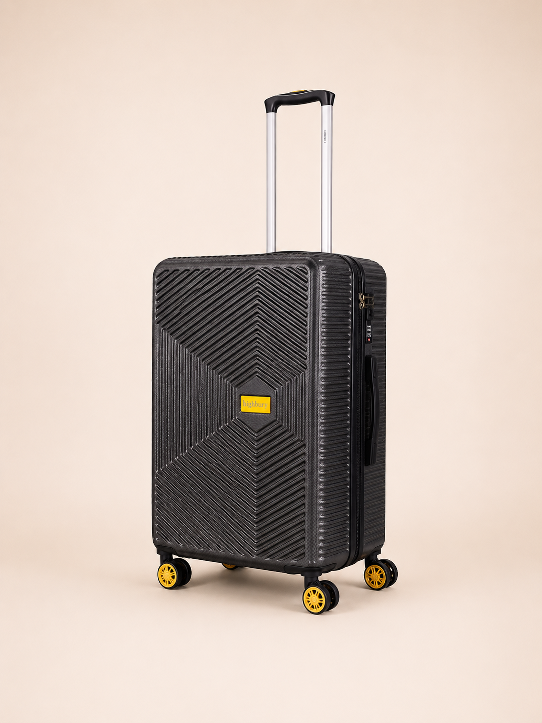 Highbury Dark Grey Hardside 4-Piece Luggage Set – Polypropylene Suitcases with 8 Spinner Wheels (14", 16", 25", 29")