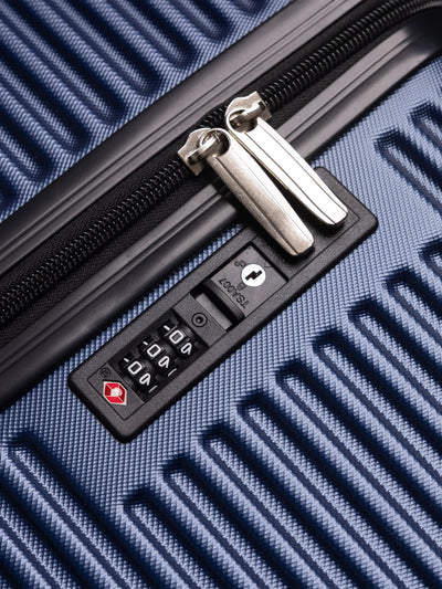 Highbury Navy Hardside 4-Piece Luggage Set – Polypropylene Suitcases with 8 Spinner Wheels (14", 16", 25", 29")