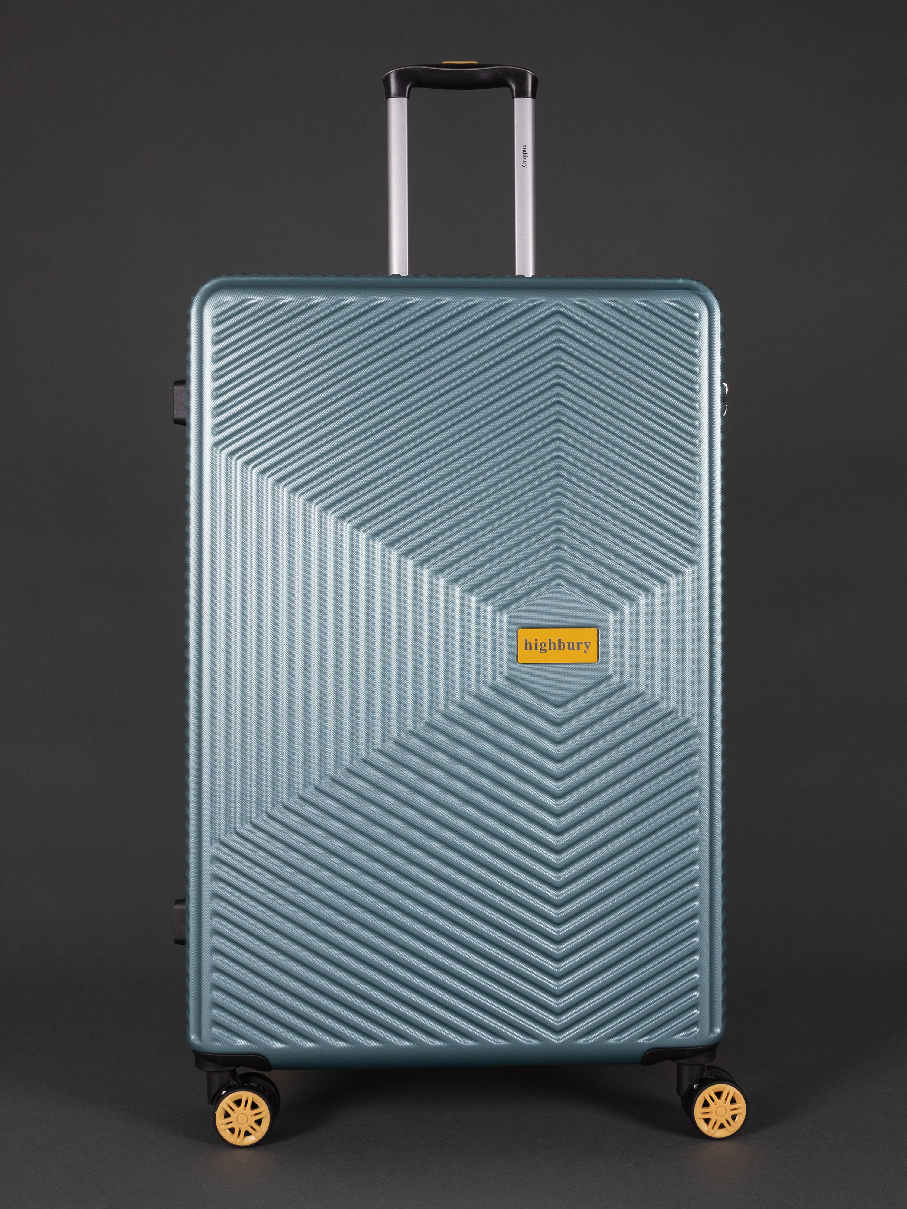 "29 inch large sage green suitcase with 8 wheels"