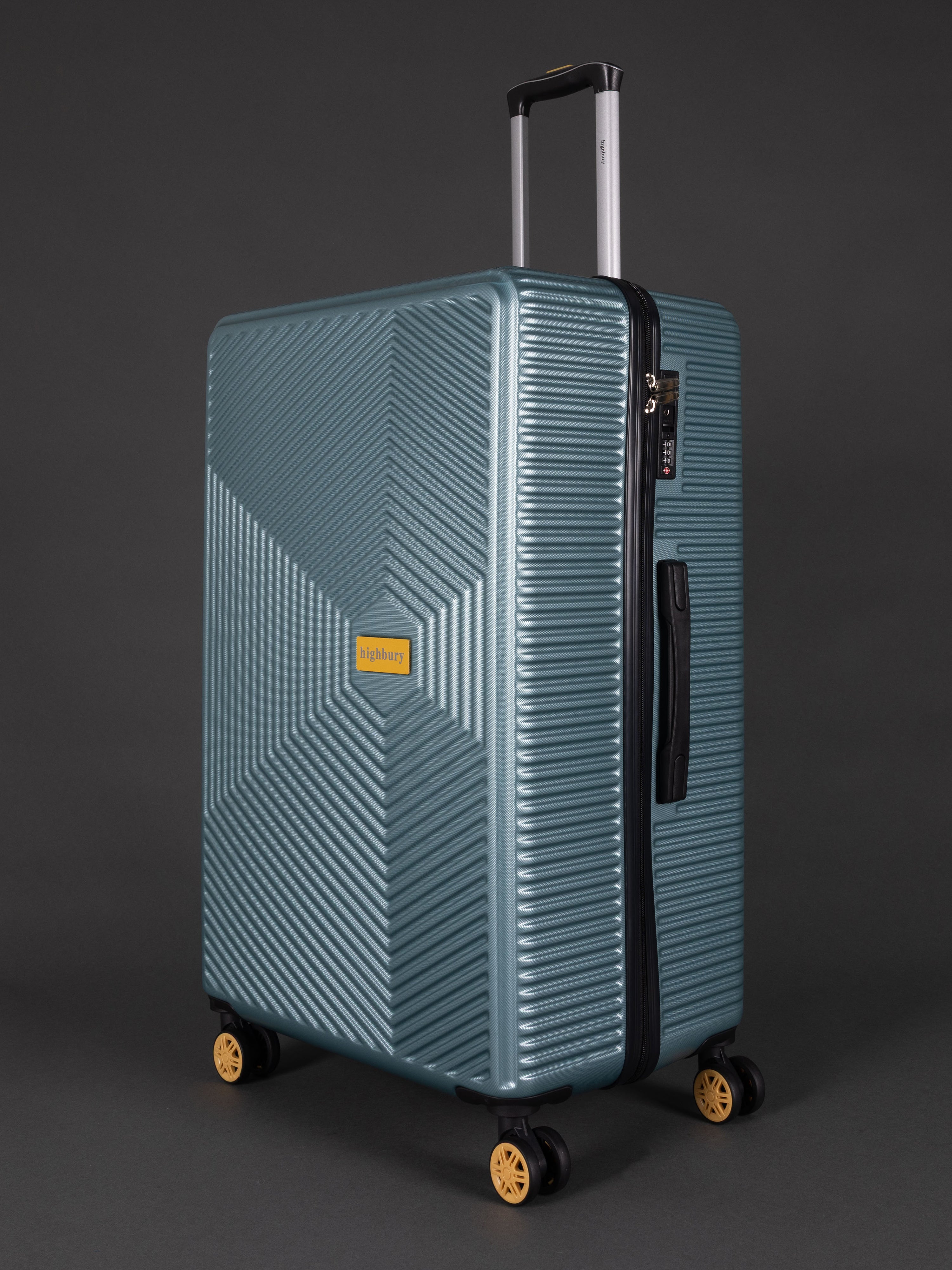 "Highbury sage green hardside polypropylene luggage set – 3 suitcases"