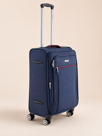 Highbury Navy Soft Shell Luggage Set of 3 | TSA Lock | 8 Spinner Wheels