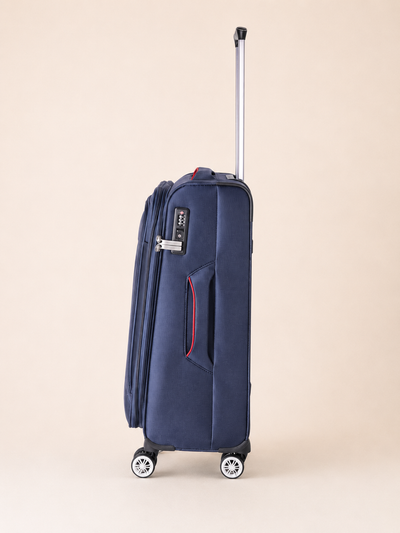 Highbury Navy Soft Shell Luggage Set of 3 | TSA Lock | 8 Spinner Wheels