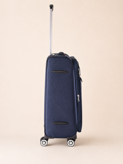 Highbury Navy Soft Shell Luggage Set of 3 | TSA Lock | 8 Spinner Wheels