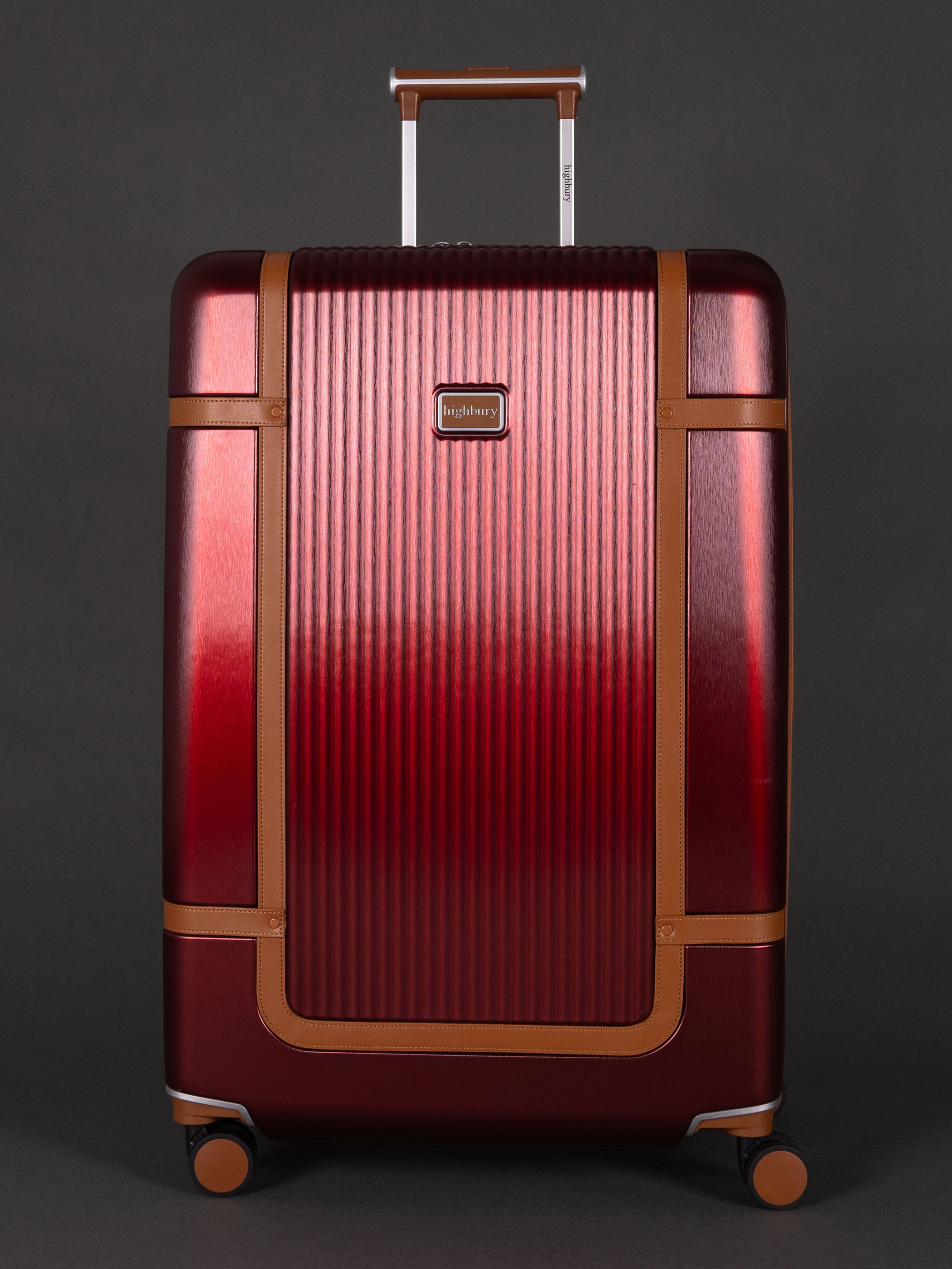 "Highbury Elegance Burgundy hard shell luggage set – 3 suitcases"