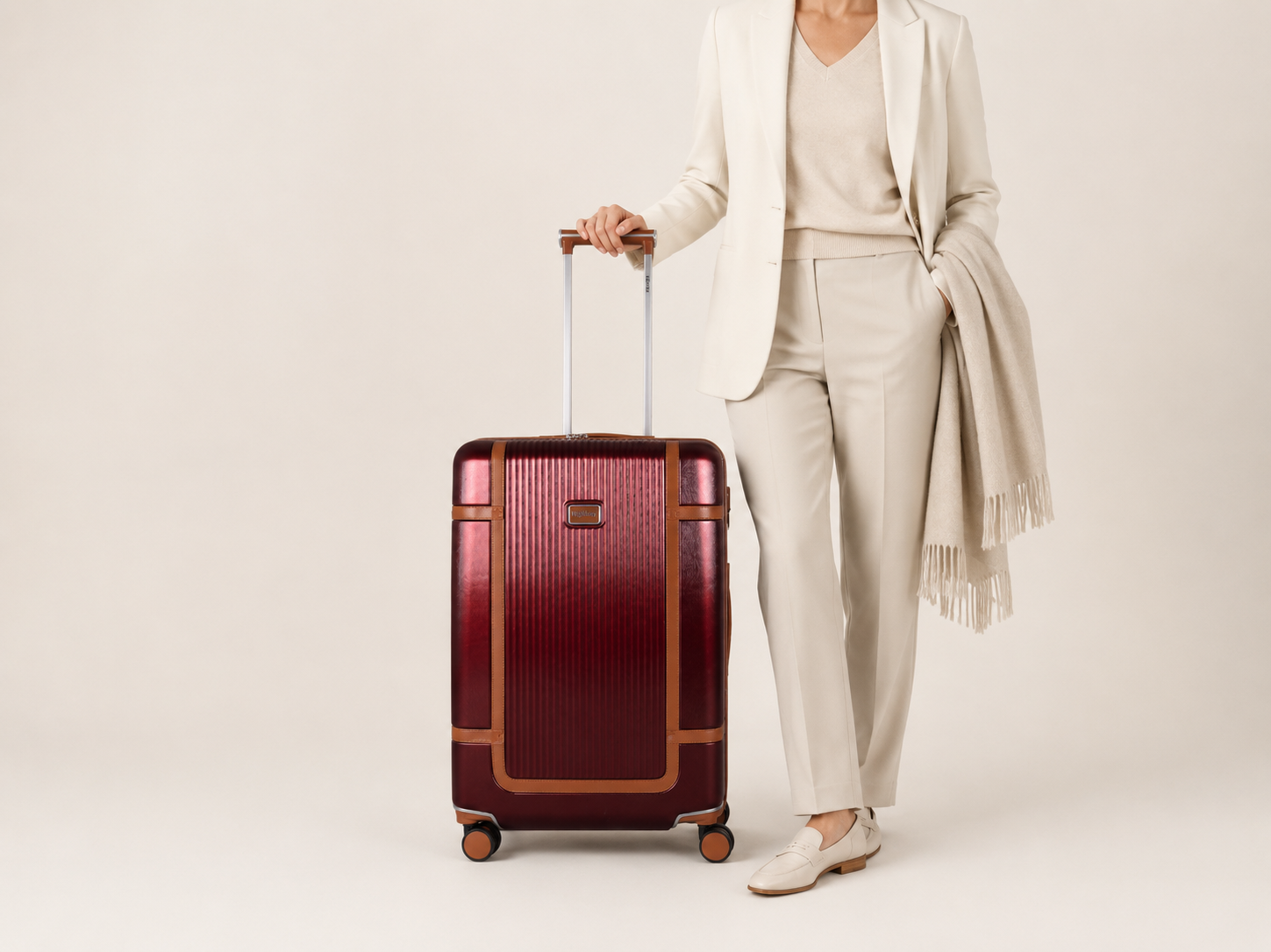 Highbury Elegance Burgundy TSA Hard-Shell 4-Wheel Spinner Luggage Set – 10 Year Warranty