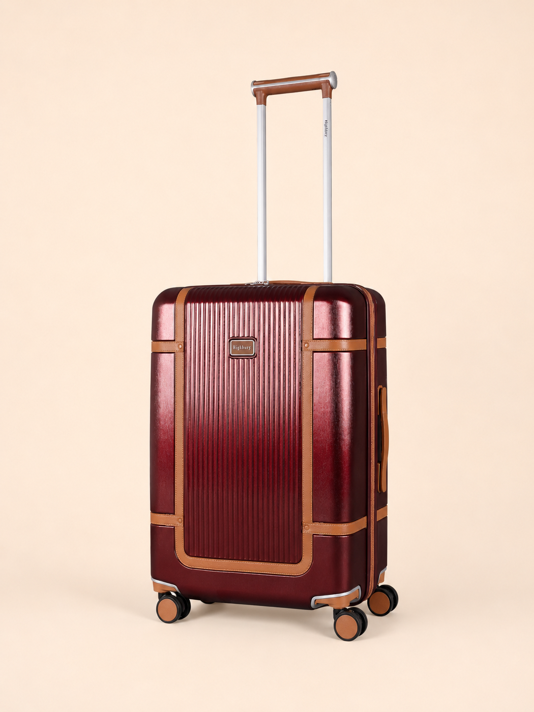 Highbury Elegance Burgundy TSA Hard-Shell 4-Wheel Spinner Luggage Set – 10 Year Warranty