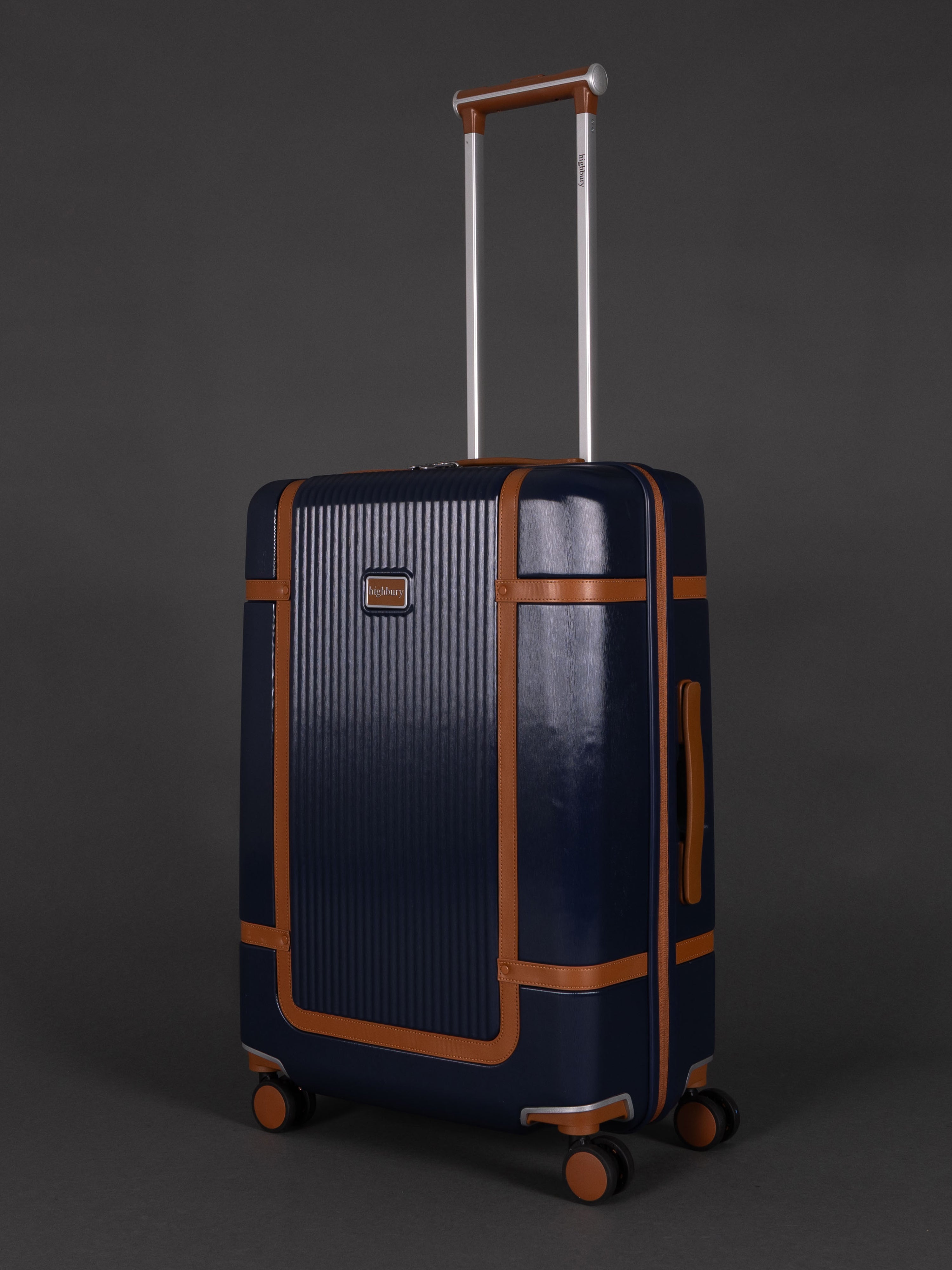 "25 inch medium Navy hard shell suitcase with TSA lock"