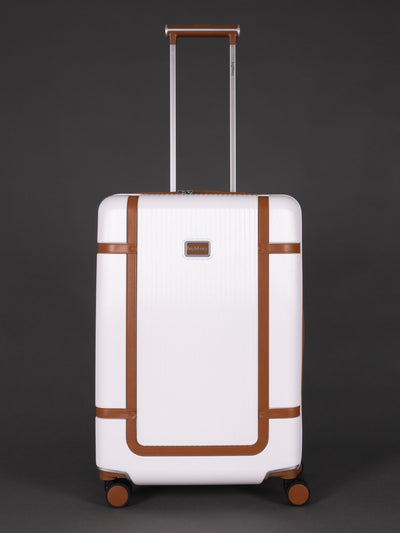 "25 inch medium white hard shell suitcase with TSA lock"