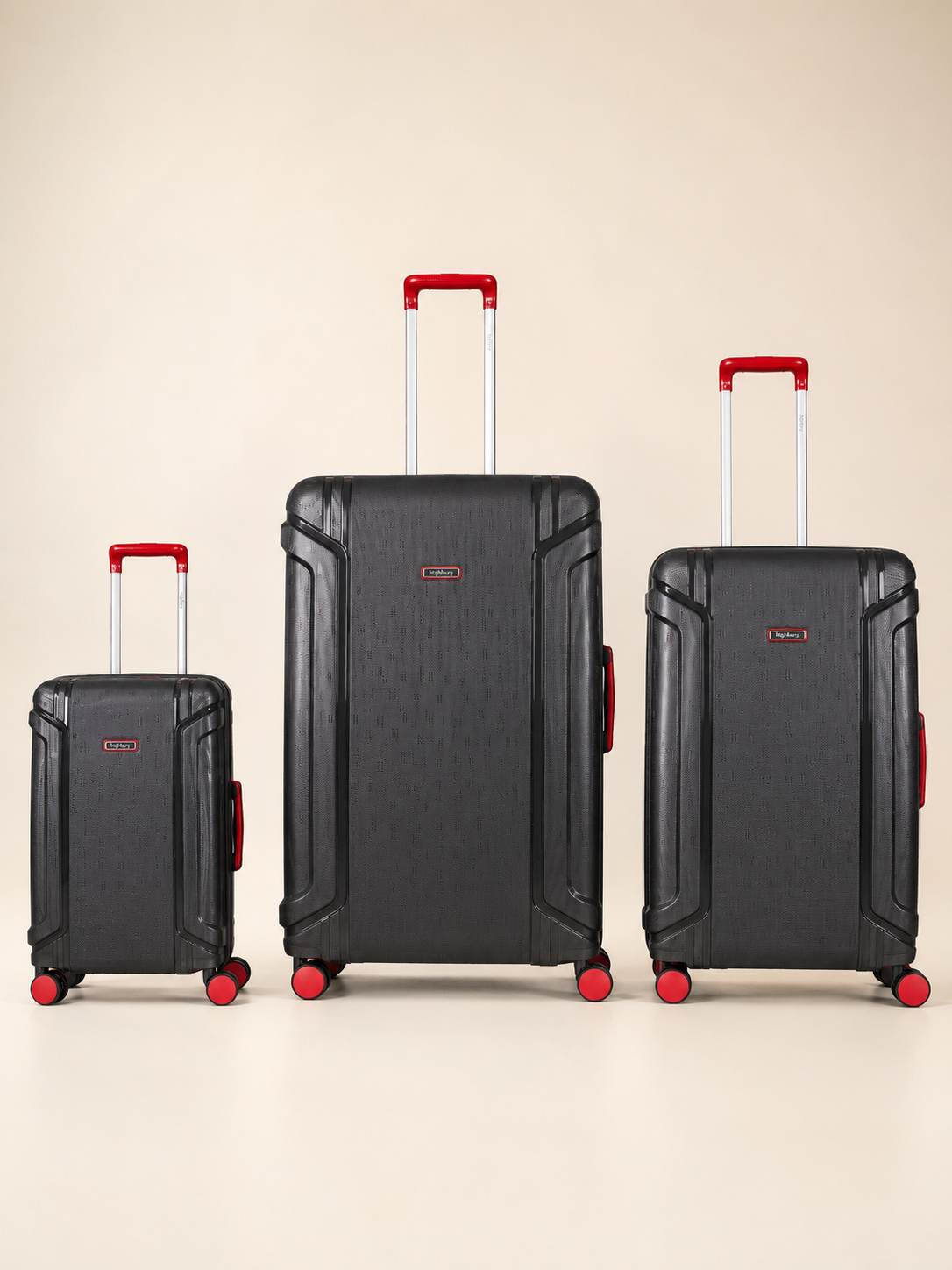 Highbury Guard Dark Grey Hard Shell Luggage – TSA Lock Suitcase with 8 Spinner Wheels (3 Piece Set or Individual Sizes, 10-Year Warranty)