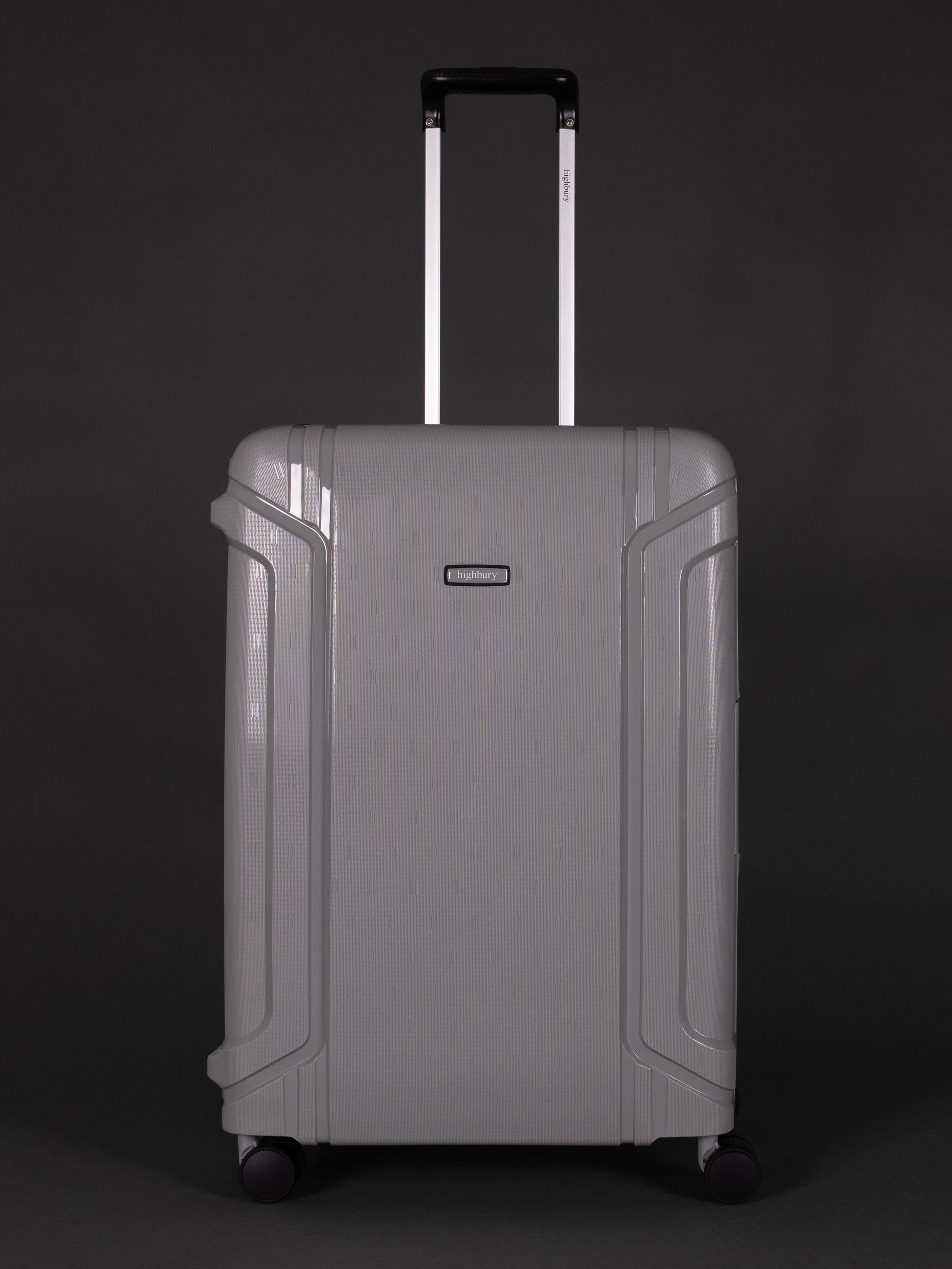 Highbury Guard Silver Hard Shell Luggage – TSA Lock Suitcase with 8 Spinner Wheels (3 Piece Set or Individual Sizes, 10-Year Warranty)