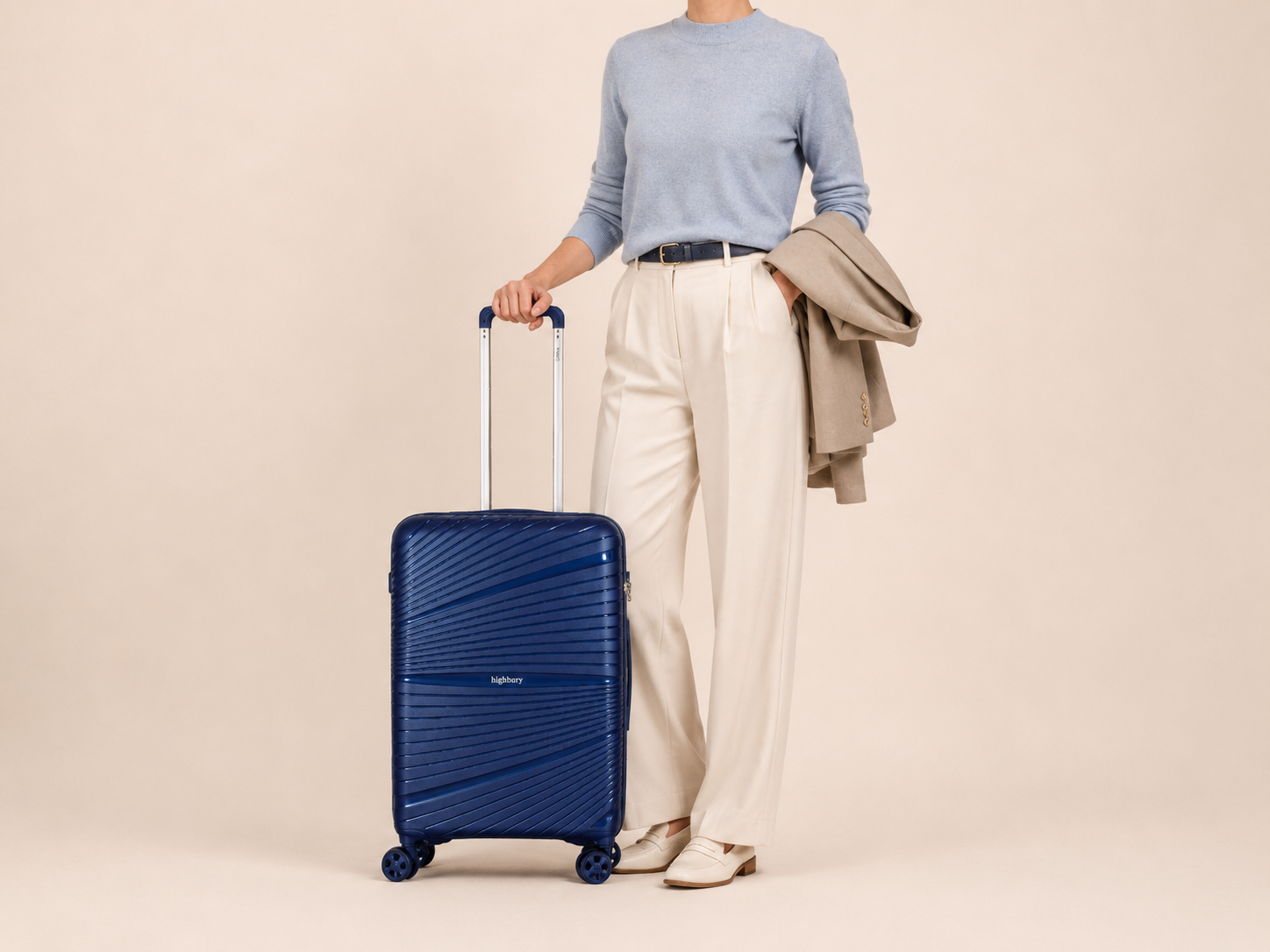 Highbury Helios Ultra-Light Blue Polypropylene Luggage Set – Hard Shell Spinner Suitcases with TSA Lock (20", 24", 28", 10-Year Warranty)