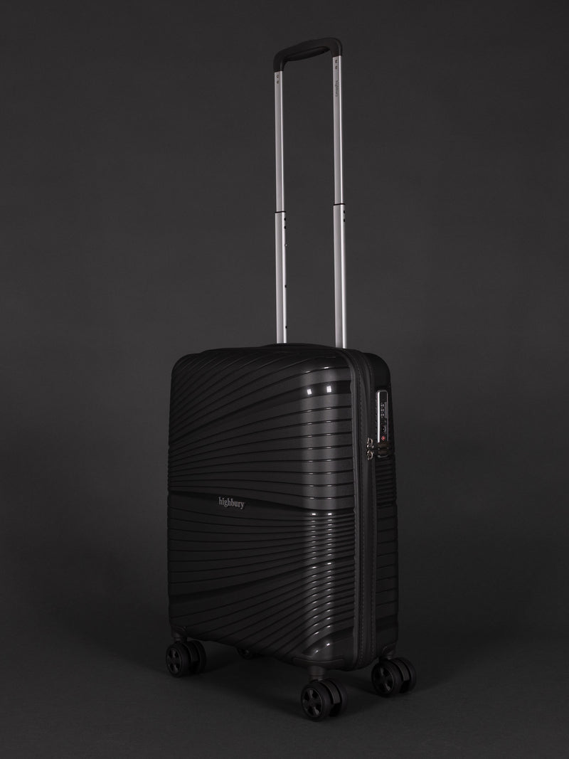 Highbury Helios Ultra-Light Dark Grey Polypropylene Luggage Set – Hard Shell Spinner Suitcases with TSA Lock (20", 24", 28", 10-Year Warranty)