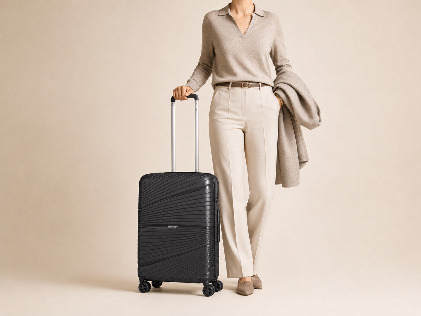 Highbury Helios Ultra-Light Dark Grey Polypropylene Luggage Set – Hard Shell Spinner Suitcases with TSA Lock (20", 24", 28", 10-Year Warranty)
