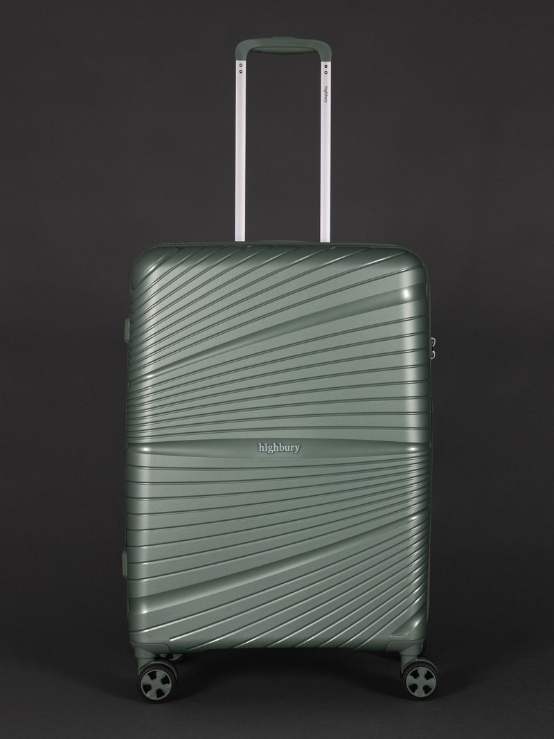 "24 inch medium green polypropylene suitcase with TSA lock"