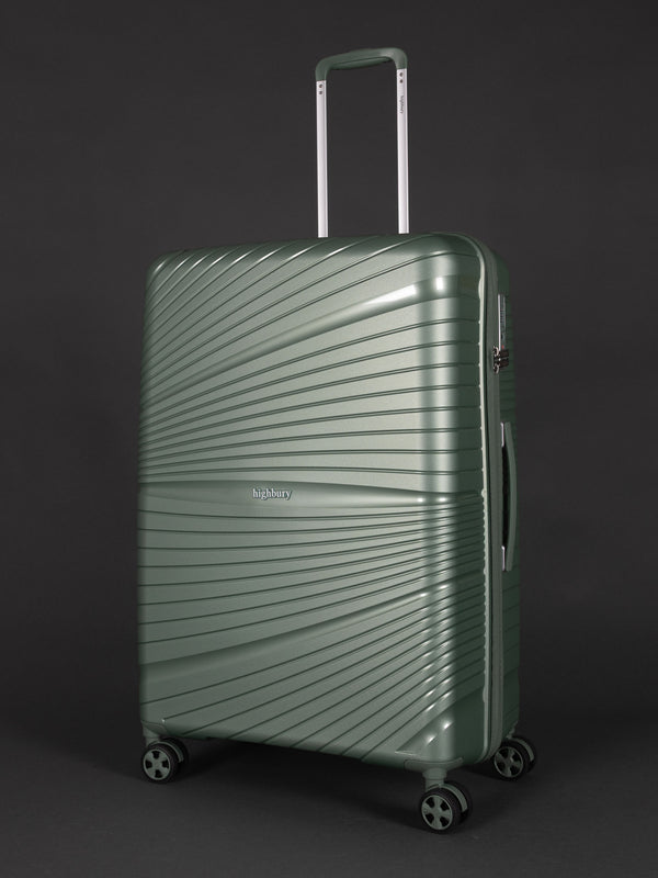 "Highbury Helios ultra-light green polypropylene luggage set with TSA lock – 3 suitcases"
