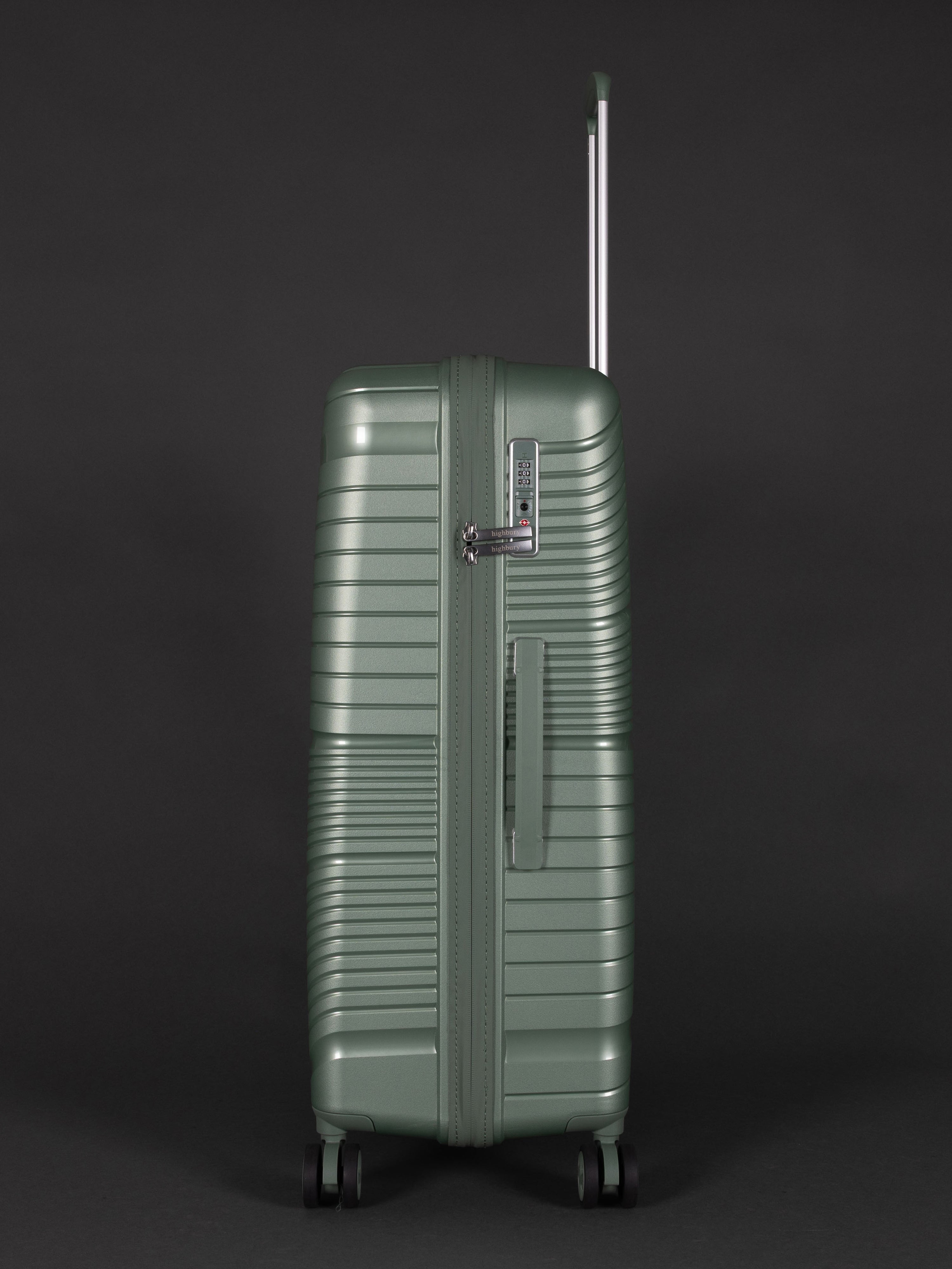 Highbury Helios Ultra-Light Green Polypropylene Luggage Set – Hard Shell Spinner Suitcases with TSA Lock (20", 24", 28", 10-Year Warranty)