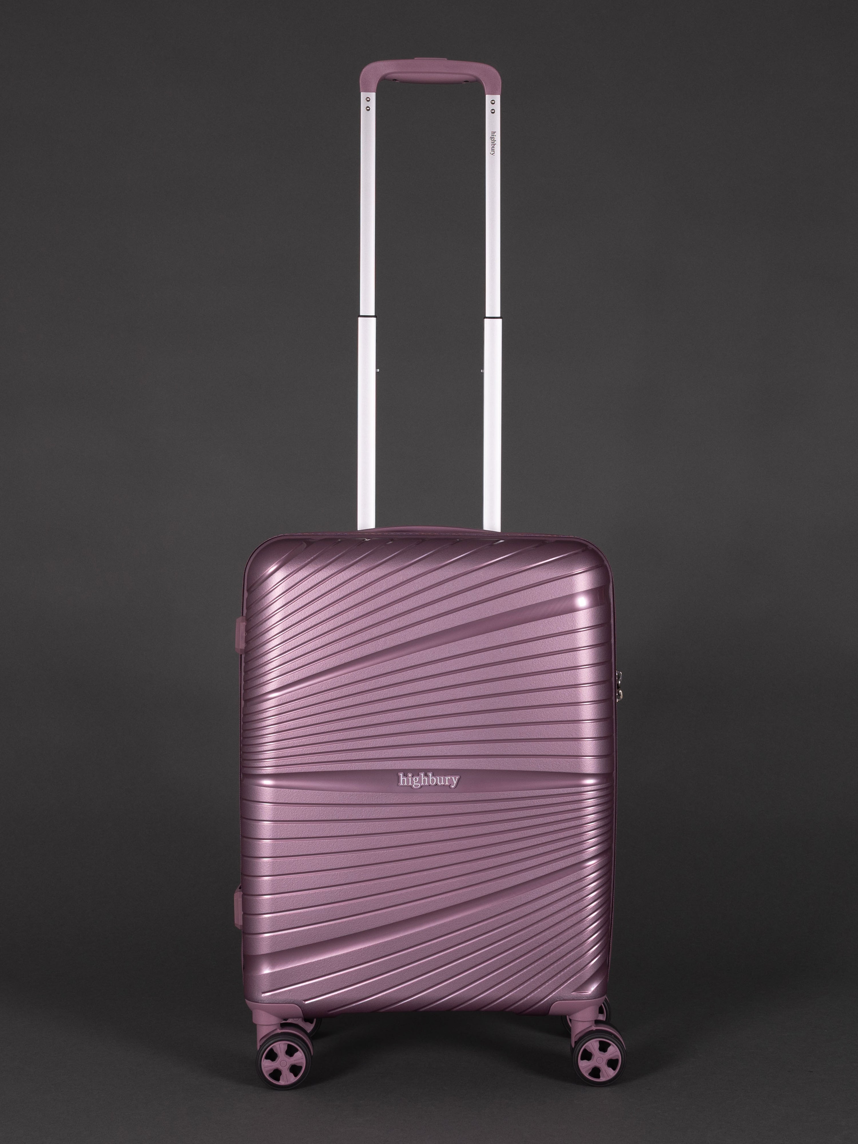 "20 inch orchard purple cabin suitcase with TSA lock and spinner wheels"
