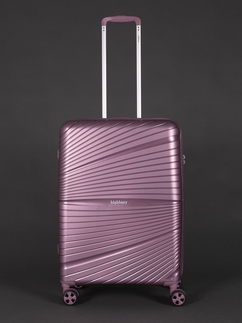 "24 inch medium orchard purple polypropylene suitcase with TSA lock"