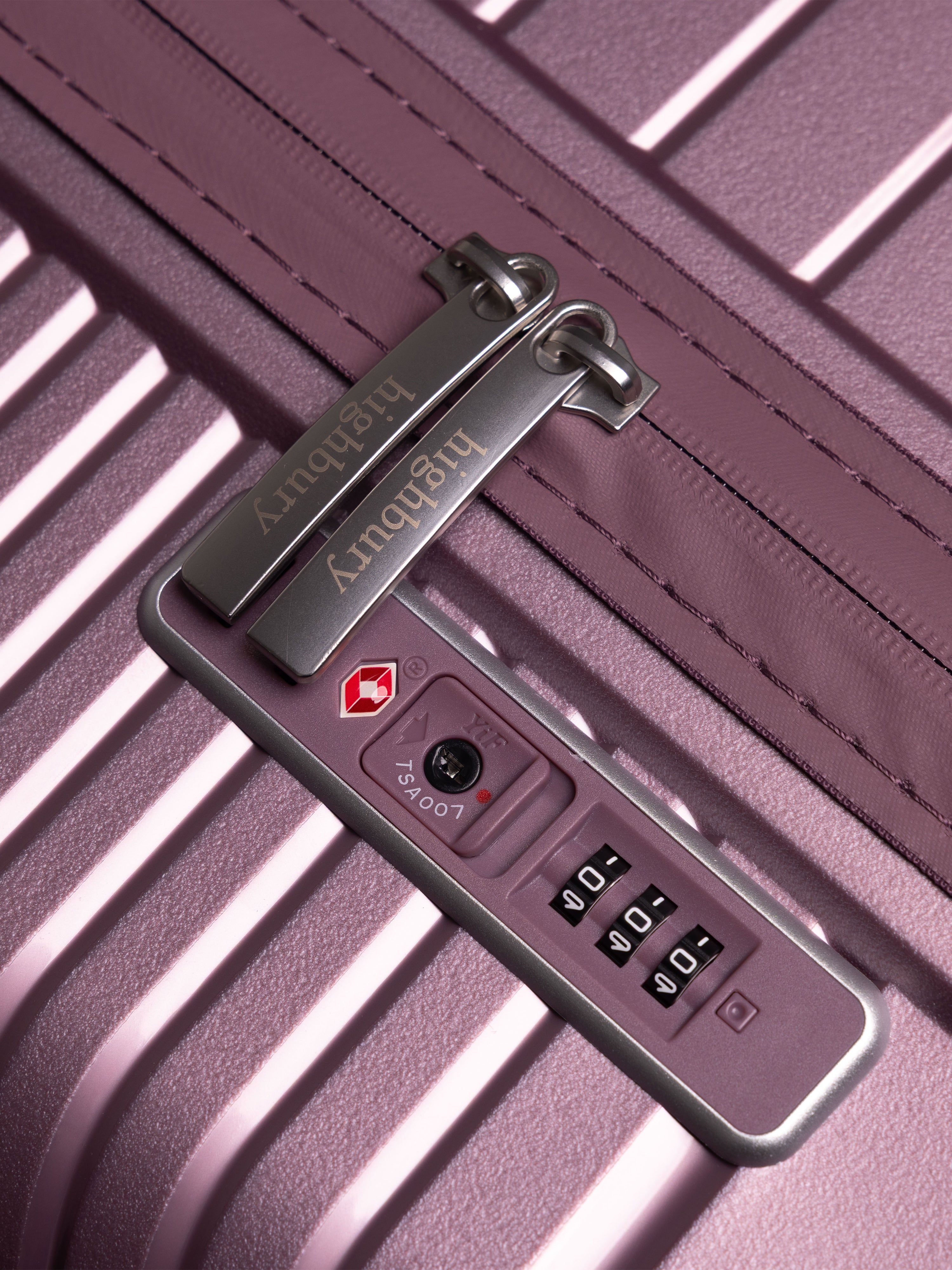 "Lightweight orchard purple polypropylene spinner suitcase with TSA lock"