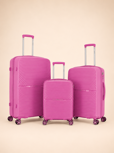 Highbury Venice Pink Hard Shell Luggage Set of 3 | TSA Lock PP Suitcases