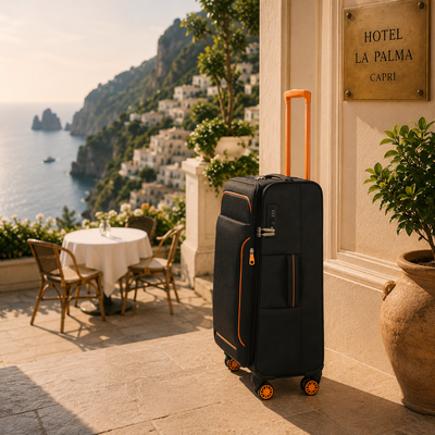 Highbury Polyester Soft Shell Luggage Set – 3 Piece Spinner Suitcases with 8 Wheels (20", 24", 28")
