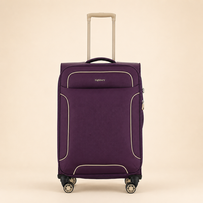 Highbury Purple Polyester Soft Shell Luggage Set – 3 Piece Spinner Suitcases with 8 Wheels (20", 24", 28")