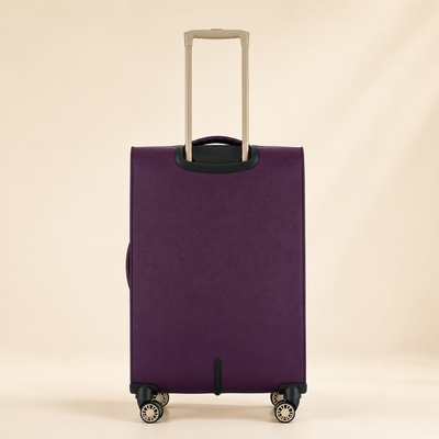 Highbury Purple Polyester Soft Shell Luggage Set – 3 Piece Spinner Suitcases with 8 Wheels (20", 24", 28")