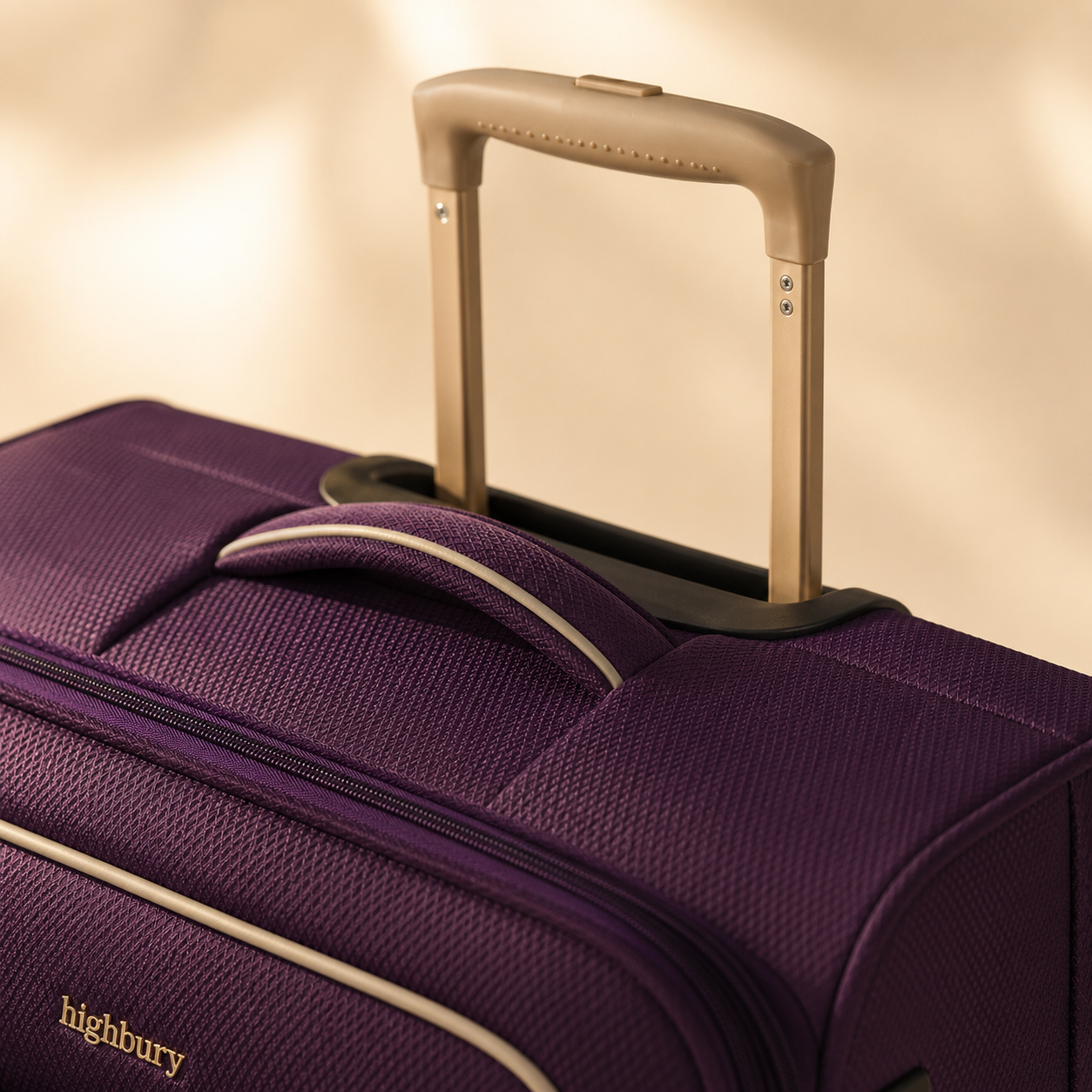 Highbury Purple Polyester Soft Shell Luggage Set – 3 Piece Spinner Suitcases with 8 Wheels (20", 24", 28")
