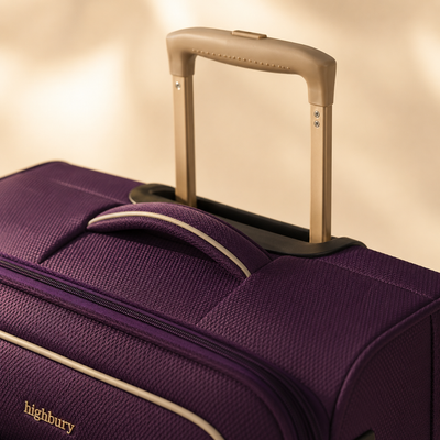 Highbury Purple Polyester Soft Shell Luggage Set – 3 Piece Spinner Suitcases with 8 Wheels (20", 24", 28")