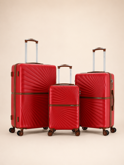 Highbury Sensu Burgundy Hard Shell Luggage Set of 3 | TSA Lock ABS Suitcases