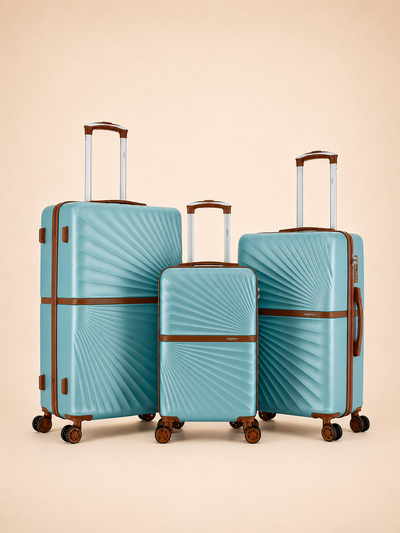 Highbury Sensu Sage Green Hard Shell Luggage Set of 3 | TSA Lock ABS Suitcases