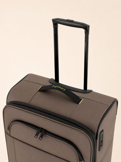 Highbury Brown Soft Shell Luggage Set of 3 | TSA Lock Spinner Suitcases