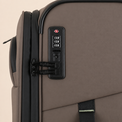 Highbury Brown Soft Shell Luggage Set of 3 | TSA Lock Spinner Suitcases