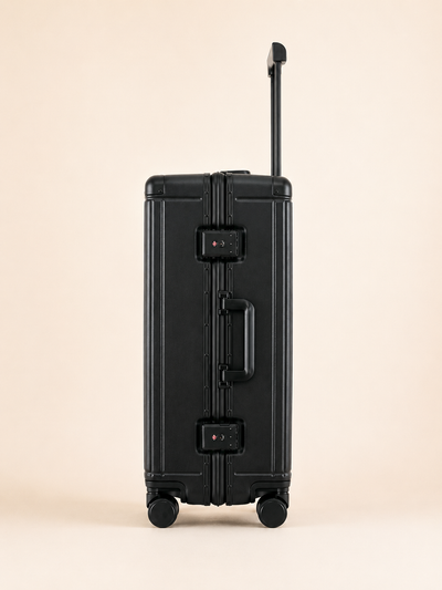 Highbury Cargo Black Aluminium Frame Luggage Set of 3 | Zipless TSA Lock Suitcases