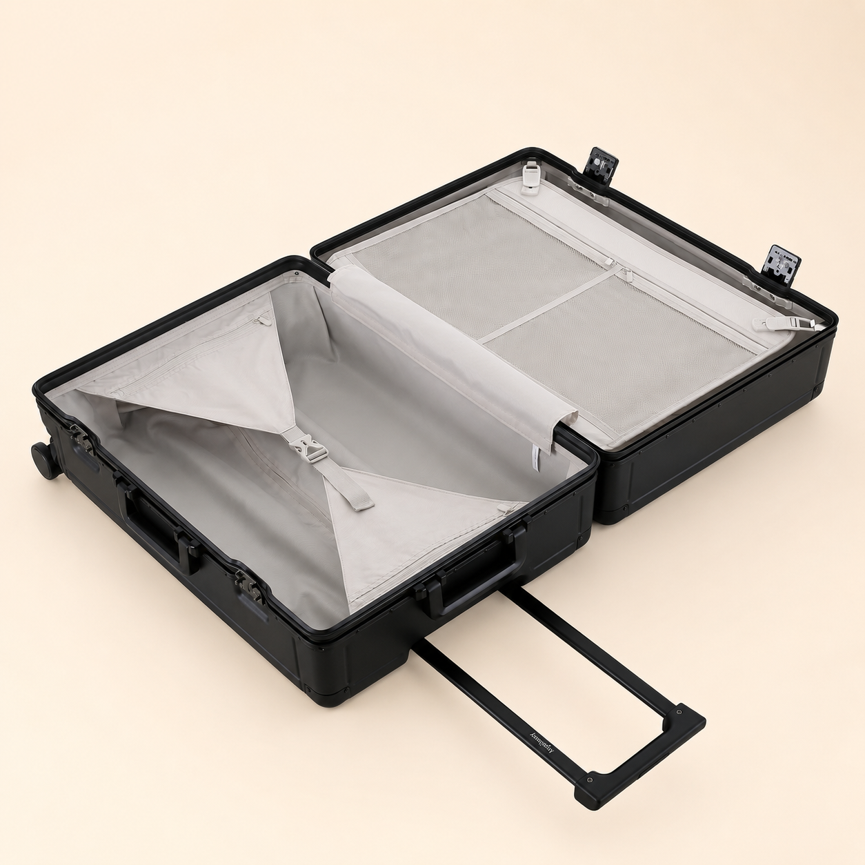 Highbury Cargo Black Aluminium Frame Luggage Set of 3 | Zipless TSA Lock Suitcases
