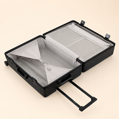 Highbury Cargo Black Aluminium Frame Luggage Set of 3 | Zipless TSA Lock Suitcases