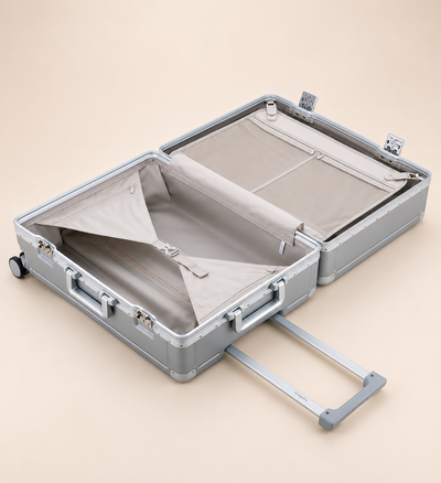 Highbury Cargo Silver Aluminium Frame Luggage Set of 3 | Zipless TSA Lock Suitcases