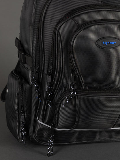 Highbury 18-Inch Black Laptop Backpack – Durable Polyester Work, School & Travel Bag with USB Charging Port