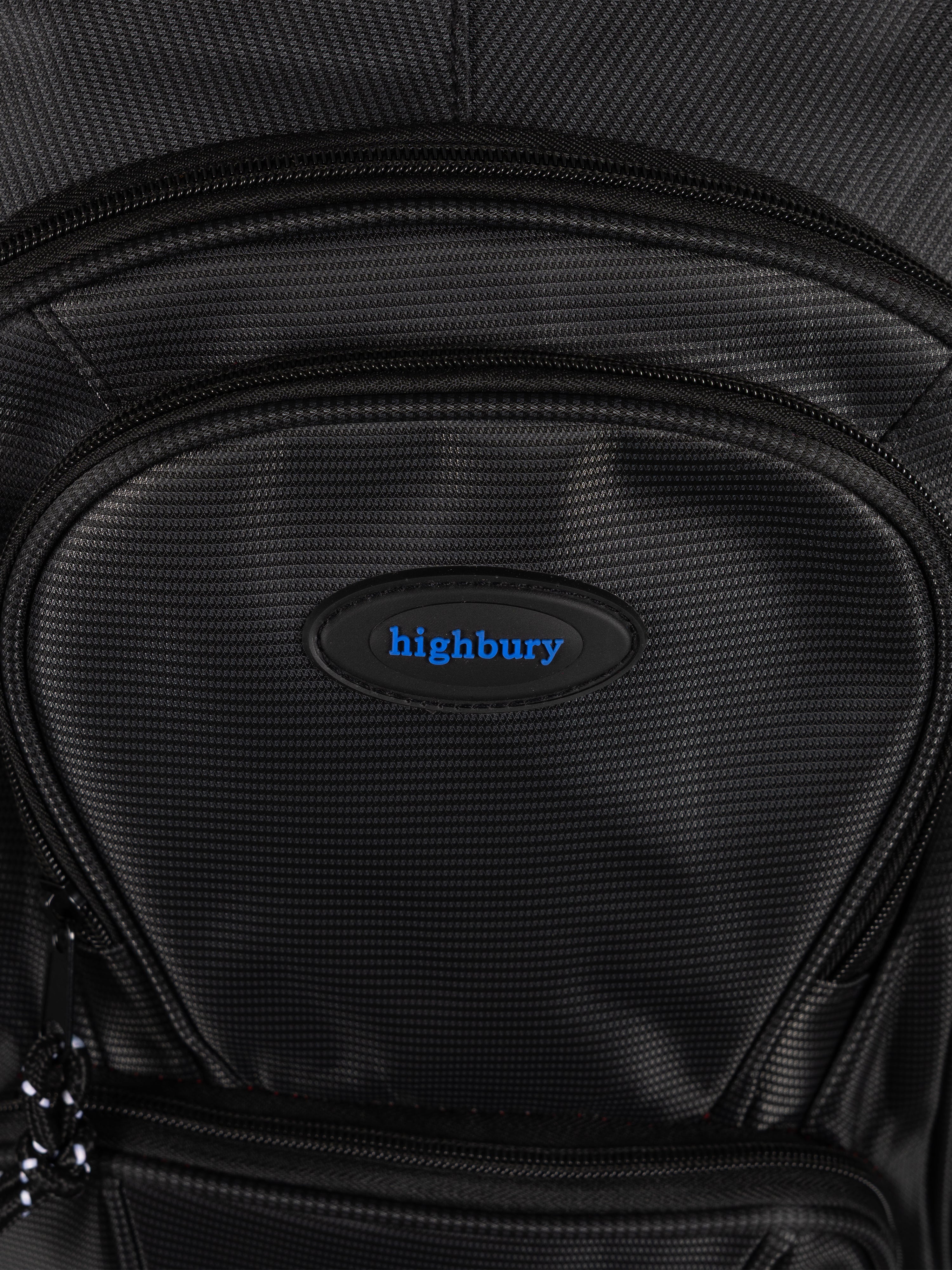 Highbury 18-Inch Black Laptop Backpack – Durable Polyester Work, School & Travel Bag with USB Charging Port