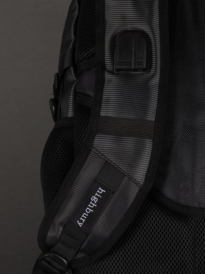 Highbury 18-Inch Black Laptop Backpack – Durable Polyester Work, School & Travel Bag with USB Charging Port