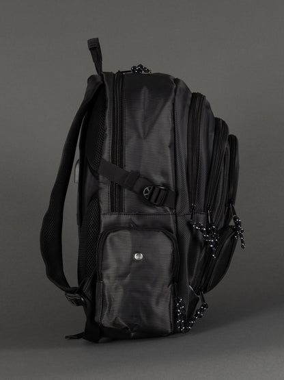 "Durable polyester backpack with padded laptop compartment"
