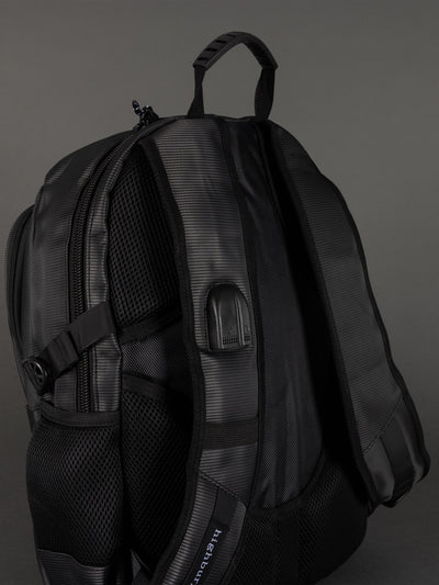 Highbury 18-Inch Black Laptop Backpack – Durable Polyester Work, School & Travel Bag with USB Charging Port