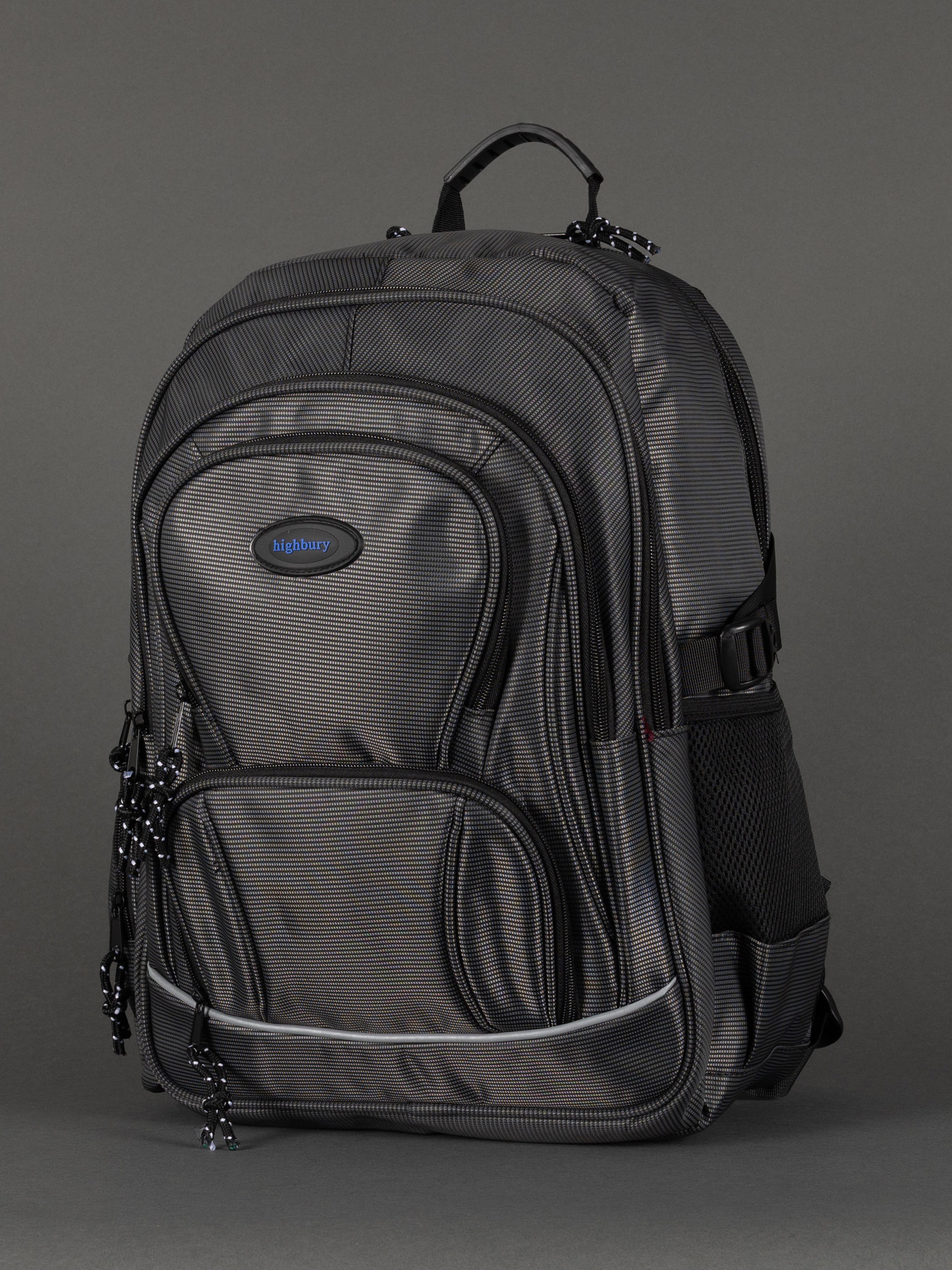 "Grey laptop backpack for school, work, and travel"
