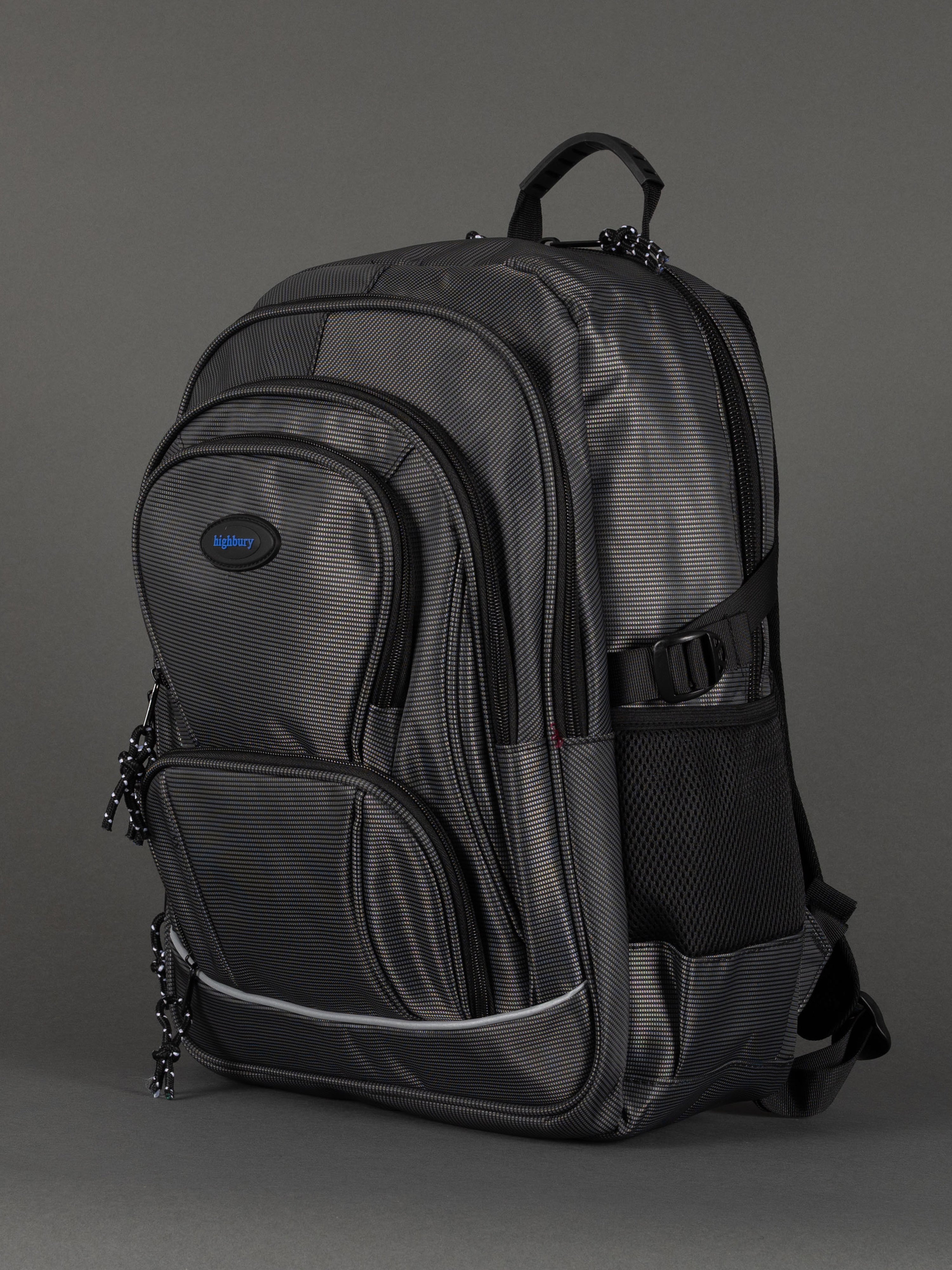 "Durable polyester backpack with padded laptop compartment"